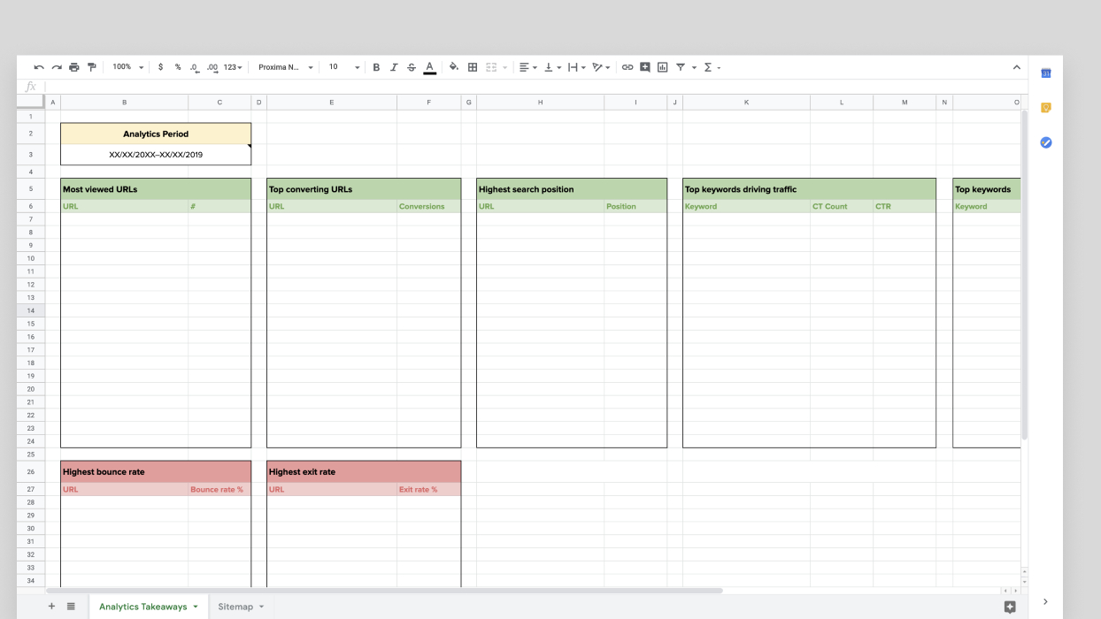 Club analytics spreadsheet example